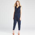 Maternity Plaid Jumpsuit - Expected By Lilac Navy L, Infant Girl's, Blue