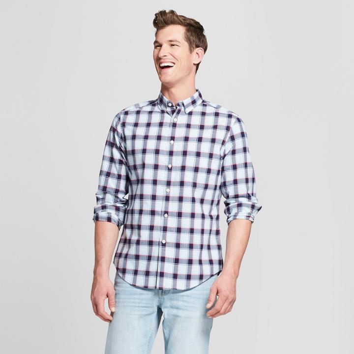 Men's Standard Fit Long Sleeve Northrop Button-down Shirt - Goodfellow & Co Feather Aqua