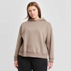 Women's Plus Size Hooded Fleece Sweatshirt - A New Day Brown