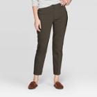 Women's Mid-rise Ankle Length Slim Pants - A New Day Olive (green)
