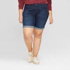 Target Women's Plus Size Roll Cuff Bermuda Jean Shorts - Universal Thread Dark Wash