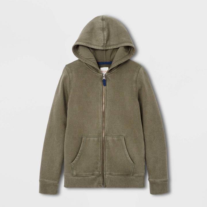 Kids' Cozy Fleece Hoodie Sweatshirt - Cat & Jack Green M, Kids Unisex,