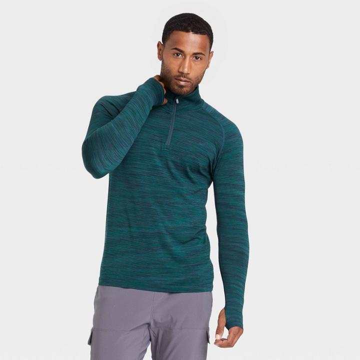 Men's Seamless 1/4 Zip Pullover - All In Motion Emerald Green