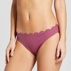 Vanilla Beach Women's Scallop Hipster Bikini Bottom - Mulberry (pink)