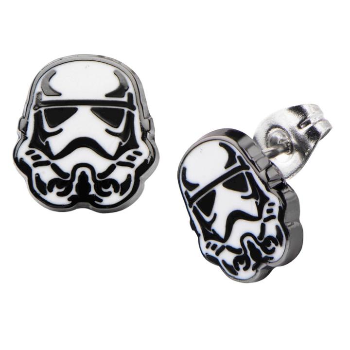 Star Wars Stormtrooper Stainless Steel Enamel Stud Earrings - White, Kids Unisex