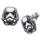 Star Wars Stormtrooper Stainless Steel Enamel Stud Earrings - White, Kids Unisex