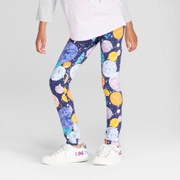 Girls' Planet Print Leggings - Cat & Jack Navy
