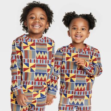 Ade + Ayo Black History Month Toddler Nkabom Crewneck Pullover Sweater - Blue Abstract