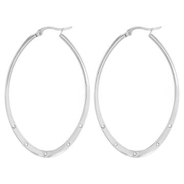 West Coast Jewelry Elya Stainless Steel Oval Cubic Zirconia Hoop Earrings, Women's,