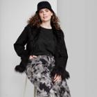 Women's Plus Size Short Sleeve Relaxed Fit Cropped T-shirt - Wild Fable Black