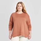 Women's Plus Size Fleece Pullover - Ava & Viv Brown X, Women's