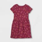 Girls' Printed Jersey Short Sleeve Knit Dress - Cat & Jack Burgundy