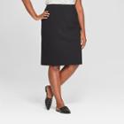 Women's Plus Size Ponte Midi Pencil Skirt - Ava & Viv Black