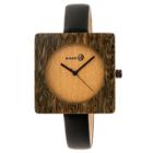 Earth Wood Women's Teton Leather Strap Watch - Olive, Black