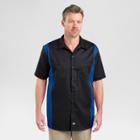 Petitedickies Men's Relaxed Fit Two-tone Twill Short Sleeve Work Shirt- Black/royal Blue