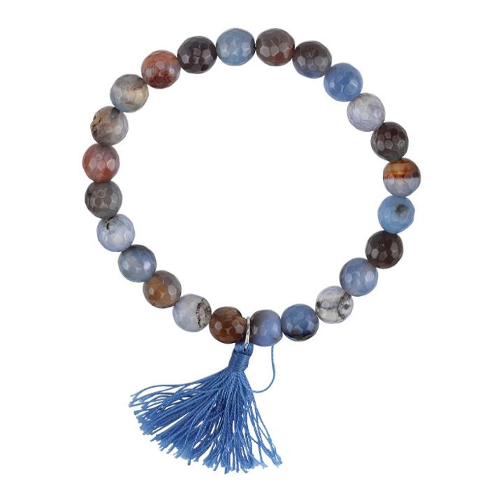 Target Agate Faceted Bead Bracelet - 8 -
