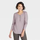 Women's Long Sleeve Henley T-shirt - Knox Rose Purple