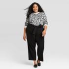 Women's Plus Size Tie Waist Straight Pants - A New Day Black