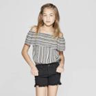 Girls' Cold Shoulder Top - Art Class White/black