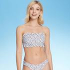 Women's Ruffle Strapless Bandeau Bikini Top - Shade & Shore White Animal Print