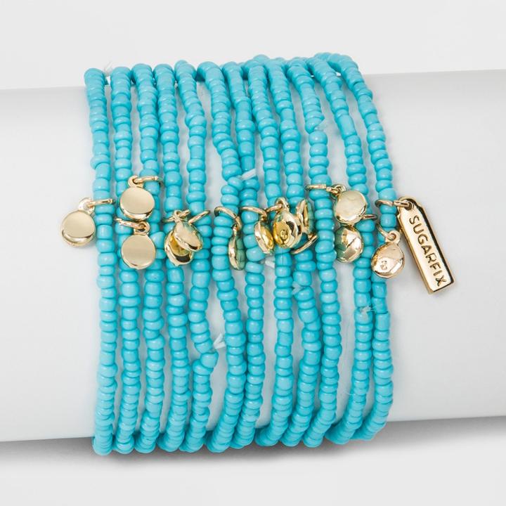 Sugarfix By Baublebar Beaded Wrap Set Of Twelve Bracelet - Turquoise, Women's