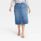 Women's Plus Size Denim Skirt - Ava & Viv Medium Wash