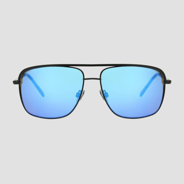 Men's Oversized Square Aviator Sunglasses With Mirrored Lenses - Original Use Blue