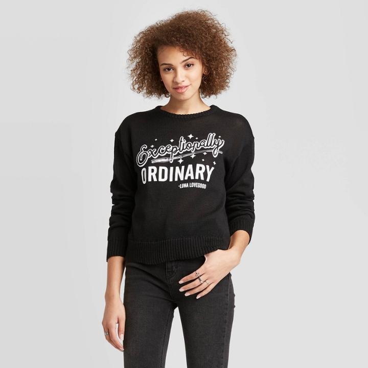 Women's Harry Potter Pullover Sweater (juniors') - Black