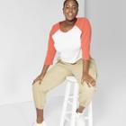 Women's Plus Size Long Sleeve Baseball T-shirt - Wild Fable Rocker Red