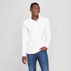 Men's Standard Fit Long Sleeve Pique Polo Shirt - Goodfellow & Co True White Opaque