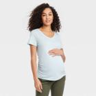 Short Sleeve V-neck Side Shirred Maternity T-shirt - Isabel Maternity By Ingrid & Isabel Blue