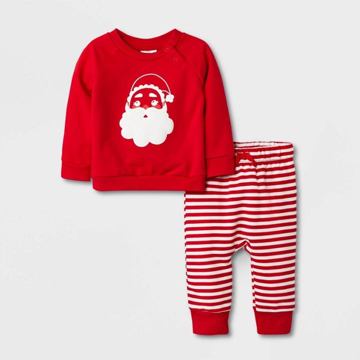 Baby Santa Fleece Top & Bottom Set - Cat & Jack Red Newborn
