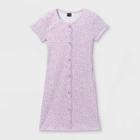 Girls' Button-front Short Sleeve Ribbed Dress - Art Class Violet