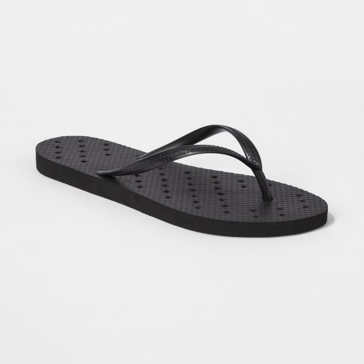 Unisex Shower Flip Flop Sandals M Black - Room Essentials