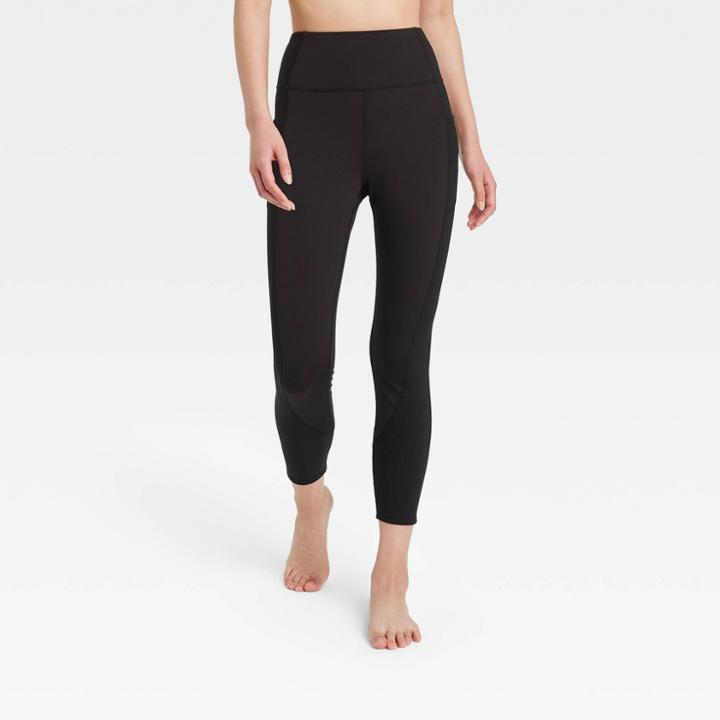 Women's Ultra High-rise 7/8 Leggings With Ribbed Panels - Joylab Black
