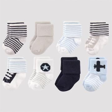 Luvable Friends Baby Boys' 8pk Airplane Terry Booties - 6-12m, Kids Unisex, Blue