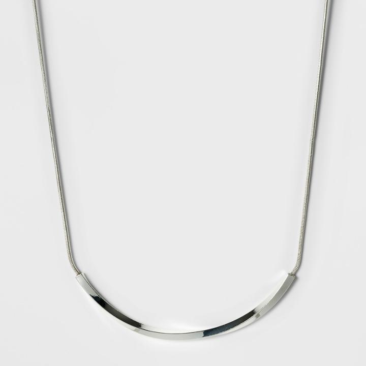 Women's Fashion Chain Necklace - A New Day Silver,