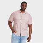 Men's Tall Standard Fit Knit Short Sleeve Button-down Shirt - Goodfellow & Co Pink