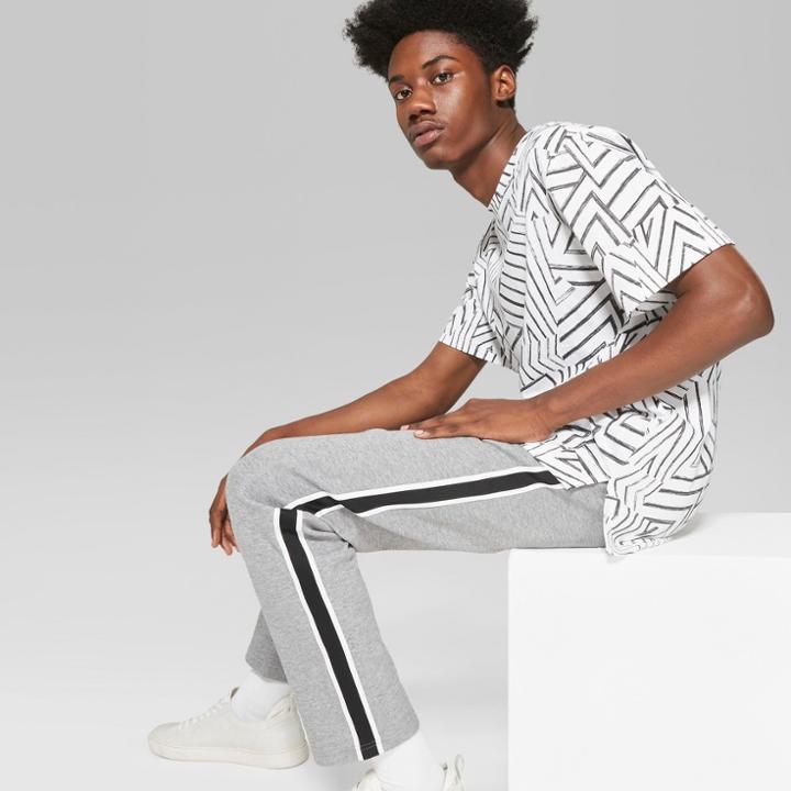 Men's Striped Athletic Sweatpants - Original Use Casual Gray