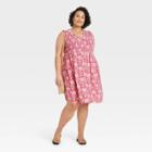 Women's Plus Size Floral Print Sleeveless Smocked Dress - Knox Rose Red1x