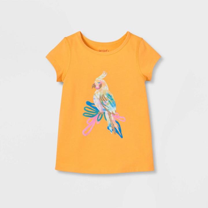 Toddler Girls' Adaptive Tropical Bird Short Sleeve T-shirt - Cat & Jack Yellow