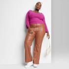 Women's Plus Size High-rise Faux Leather Flare Pants - Wild Fable Copper