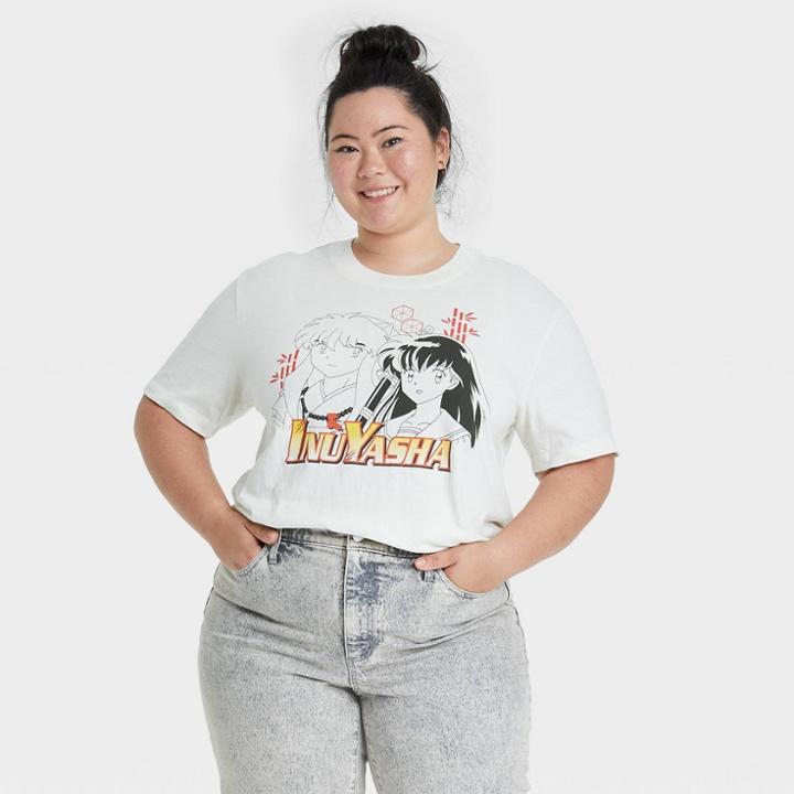 Women's Inuyasha Plus Size Short Sleeve Graphic T-shirt - Ivory