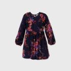 Women's Floral Print Long Sleeve Dress - A New Day Navy