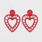 Sugarfix By Baublebar Intricate Heart Drop Earrings - Red, Women's