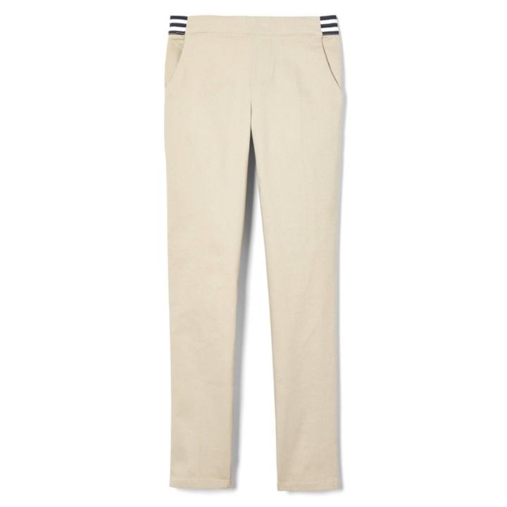 French Toast Girls' Uniform Pull-on Pants With Contrast Waistband - Khaki