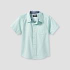 Oshkosh B'gosh Toddler Boys' Woven Short Sleeve Button-down Shirt - Aqua Blue