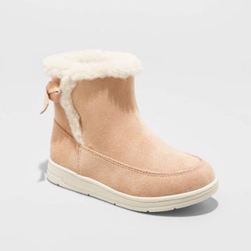Toddler Girls' Omie Zipper Slip-on Shearling Style Winter Boots - Cat & Jack Tan