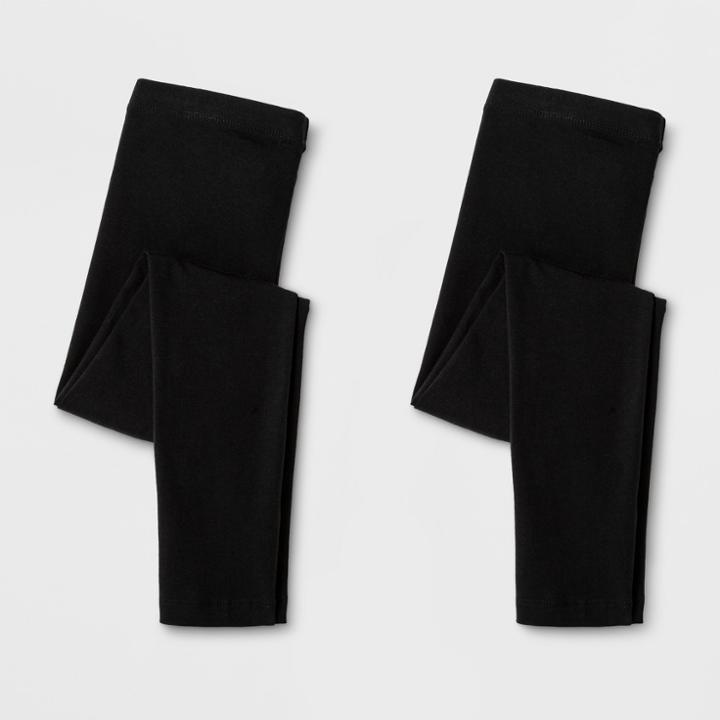 Girls' 2 Pack Leggings Cat & Jack Black