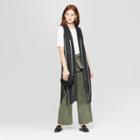 Women's Striped Full Length Kimono - A New Day Black/white